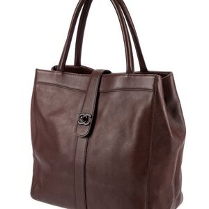 CHANEL Dark Brown Leather Tote